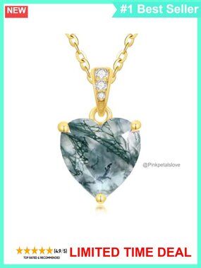 14K Solid Gold Birthstone Heart Necklace Dainty Gemstone Pendant 16-18"